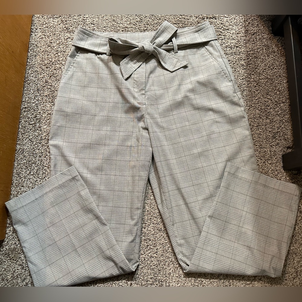 Joie Plaid Belted Cropped Ankle Length Pant or Trouser with Tie Belt neu…
